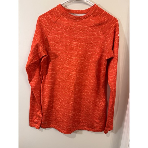 Nike Ladies Large  Pro Combat Dri Fit Long‎ Sleeve Orange Thermal Fitted - Picture 1 of 9